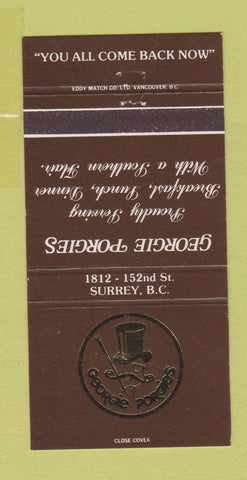 Matchbook Cover - Georgie Porgies Surrey BC 30 Strike