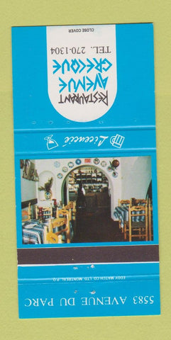 Matchbook Cover - Restaurant Avenue Grecque QC 30 Strike