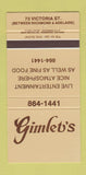 Matchbook Cover - Gimlet's Restaurant 30 Strike