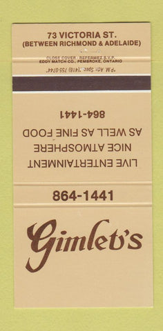 Matchbook Cover - Gimlet's Restaurant 30 Strike