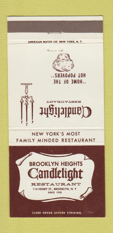 Matchbook Cover - Candlelight Restaurant Brooklyn NY 30 Strike