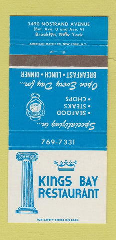Matchbook Cover - Kings Bay Restaurant Brooklyn NY 30 Strike
