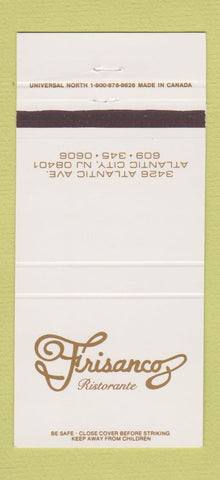 Matchbook Cover - Frisanco Ristorante Atlantic City NJ 30 Strike