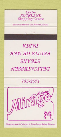 Matchbook Cover - Restaurant Mirage Montreal Dorval QC 30 Strike