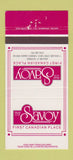 Matchbook Cover - Savoy Toronto ON restaurant 30 Strike