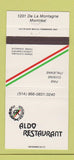 Matchbook Cover - Aldo Restaurant Montreal QC Italian 30 Strike