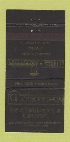 Matchbook Cover - Cloister's Restaurant Hilliard OH 30 Strike