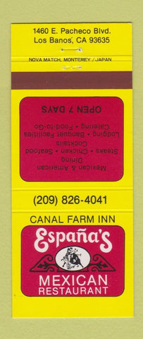 Matchbook Cover - Espana's Mexican Restaurant Los Banos CA 30 Strike