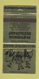 Matchbook Cover - Parthenon Restaurant Cleveland OH 30 Strike
