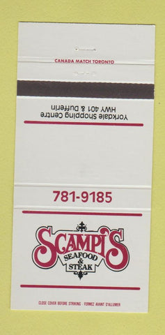 Matchbook Cover - Scampi's Seafood Steak Yorkdale ON 30 Strike