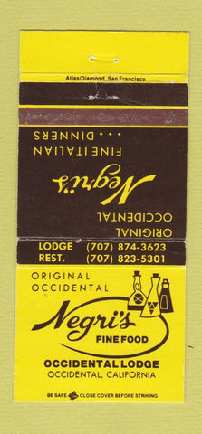 Matchbook Cover - Negri's Occidental Lodge CA 30 Strike
