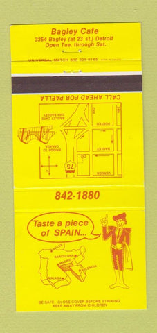 Matchbook Cover - Bagley Cafe Spanish Detroit MI 30 Strike