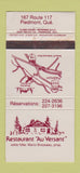 Matchbook Cover - Restaurant Au Versant Piedmont QC 30 Strike