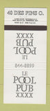 Matchbook Cover - Le Pool Pub QC 30 Strike