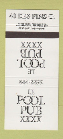 Matchbook Cover - Le Pool Pub QC 30 Strike