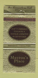 Matchbook Cover - Mavrou's Place Steak 30 Strike
