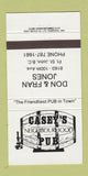 Matchbook Cover - Casey's Pub Fort St John BC 30 Strike