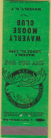 Matchbook Cover - Matchbook Cover Moose Lodge Waverly NY green