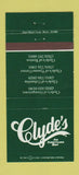 Matchbook Cover - Clyde's American Bar Washington DC  30 Strike