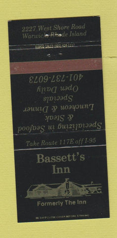 Matchbook Cover - Bassett's Inn Warwick RI 30 Strike