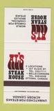 Matchbook Cover - Al's Steak House Ottawa ON Bells Corners 30 Strike
