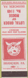 Matchbook Cover - Matchbook Cover Moose Lodge Shamokin PA