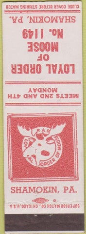 Matchbook Cover - Matchbook Cover Moose Lodge Shamokin PA