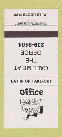 Matchbook Cover - Office Bar Grill Toronto ON 30 Strike