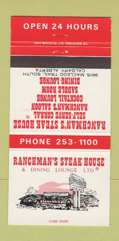 Matchbook Cover - Ranchman's Steak House Calgary AB  30 Strike