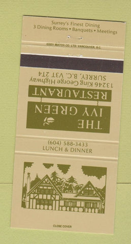 Matchbook Cover - Ivy Green Restaurant Surrey BC 30 Strike