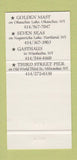 Matchbook Cover - Weissgerber Restaurant Milwaukee WI 30 Strike