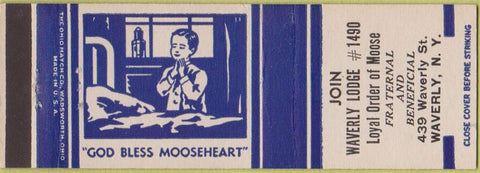 Matchbook Cover - Matchbook Cover Moose Lodge Waverly NY