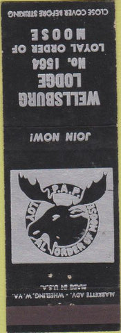 Matchbook Cover - Matchbook Cover Moose Lodge Wellsburg WV black