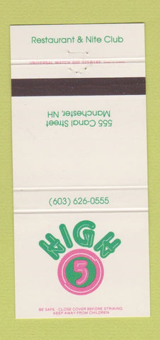 Matchbook Cover - High 5 Manchester NH restaurant nite club 30 Strike