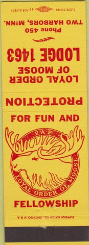 Matchbook Cover - Matchbook Cover Moose Lodge Two Harbors MN