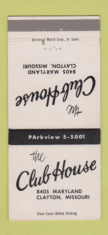 Matchbook Cover - The Club House Clayton MO 30 Strike