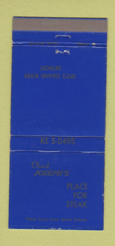 Matchbook Cover - Chuck Joseph's Steaks Detroit MI 30 Strike