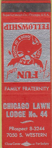 Matchbook Cover - Matchbook Cover Moose Lodge Chicago Lawn #44 IL
