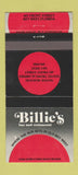 Matchbook Cover - Billie's Restaurant Bar Key West FL 30 Strike