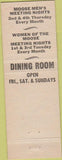 Matchbook Cover - Matchbook Cover Moose Lodge Rockford IL