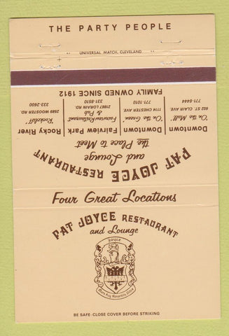 Matchbook Cover - Pat Joyce Restaurant Cleveland OH 40 Strike