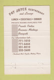 Matchbook Cover - Pat Joyce Restaurant Cleveland OH 40 Strike