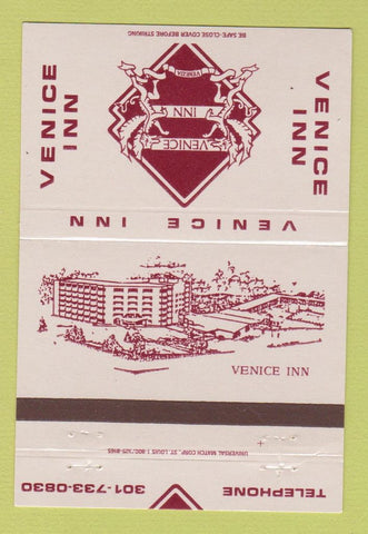 Matchbook Cover - Venice Inn Hagerstown MD CREASED 40 Strike