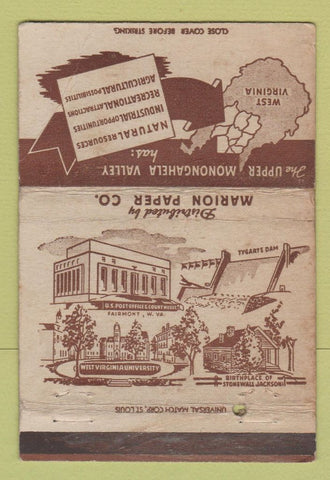 Matchbook Cover - Marion Paper Bank Fairmont WV WORN 40 Strike