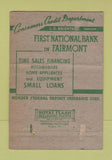 Matchbook Cover - Marion Paper Bank Fairmont WV WORN 40 Strike