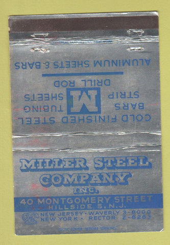 Matchbook Cover - Miller Steel Hillside NJ WORN 40 Strike