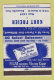 Matchbook Cover - Kurt Freier Mercury Match Brownsville TX 40 Strike