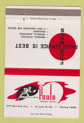 Matchbook Cover - Paulo Products St Louis MO metal heat treating 40 Strike