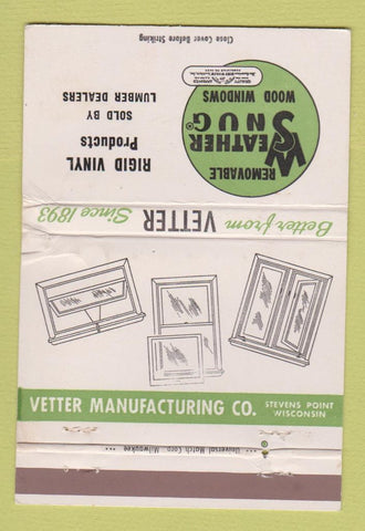 Matchbook Cover - Weather Snug Windows  WORN 40 Strike