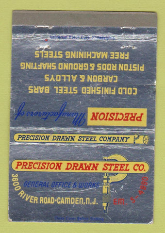 Matchbook Cover - Precision Drawn Steel Camden NJ WEAR 40 Strike